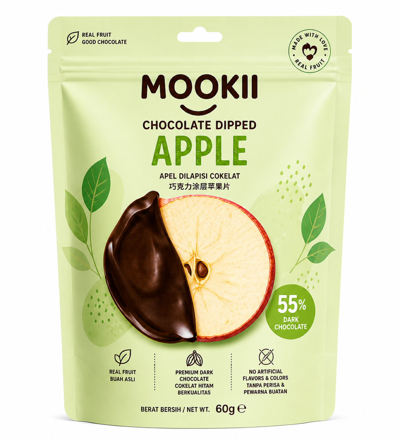 MOOKII chocolate dipped apple slice pouch