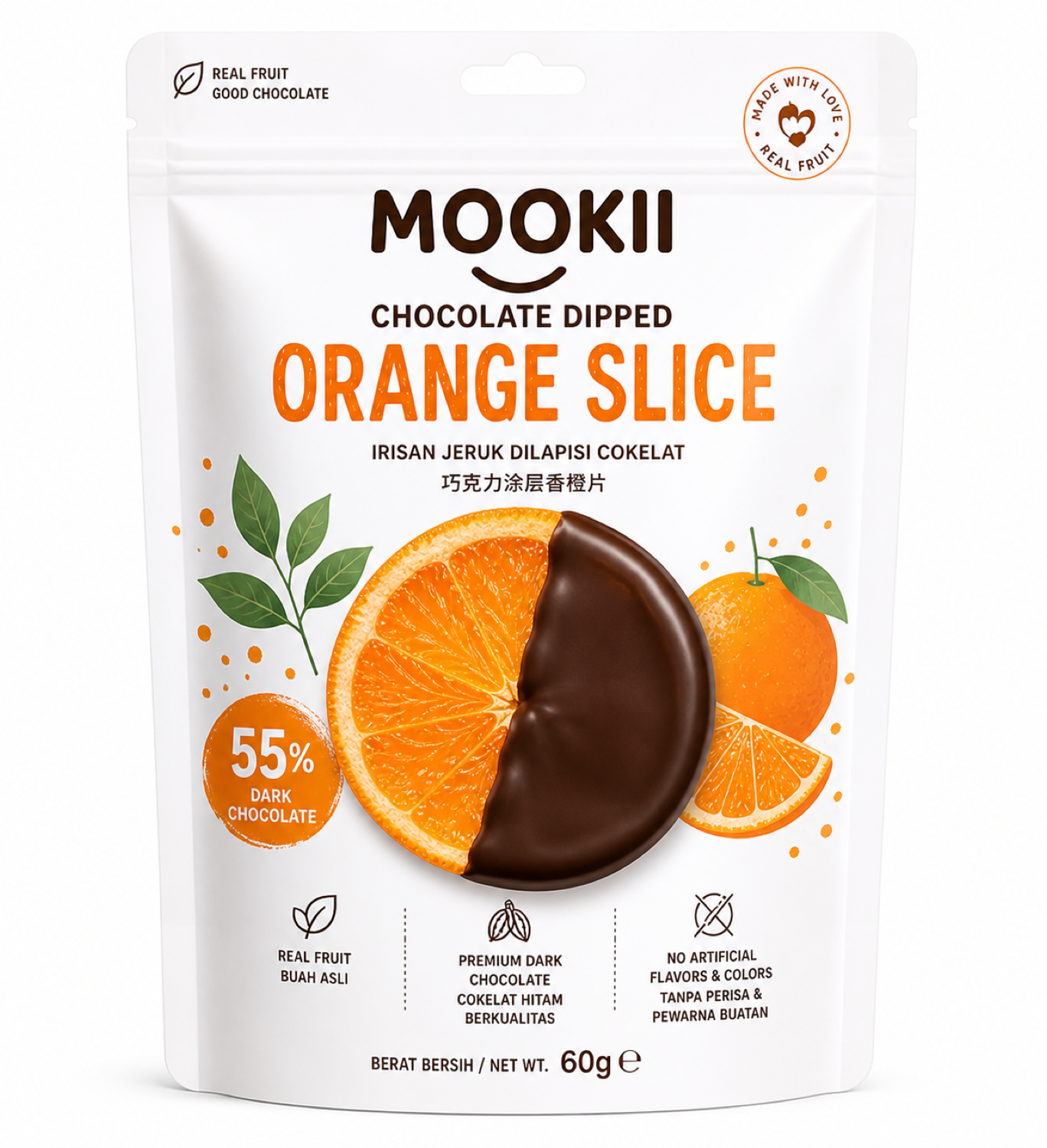 MOOKII chocolate dipped orange slice pouch
