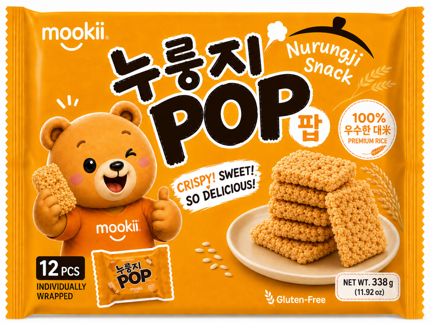 MOOKII Nurungji Pop snack packaging for the Korea market